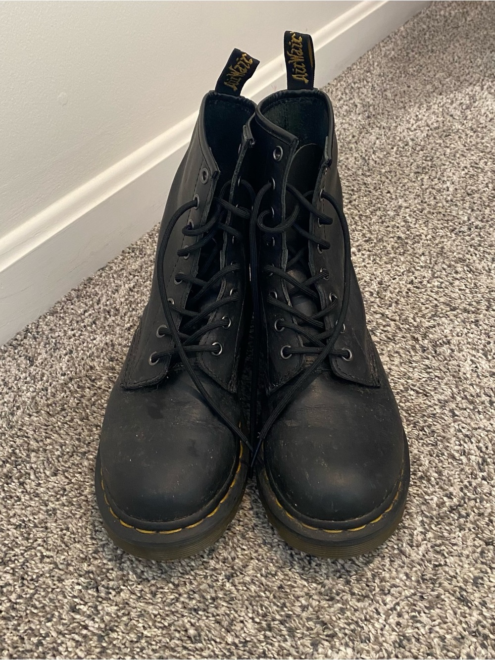 Doc Martens 1460 Leather Pascal 8 Eye Black Combat Boots Women's Size 7